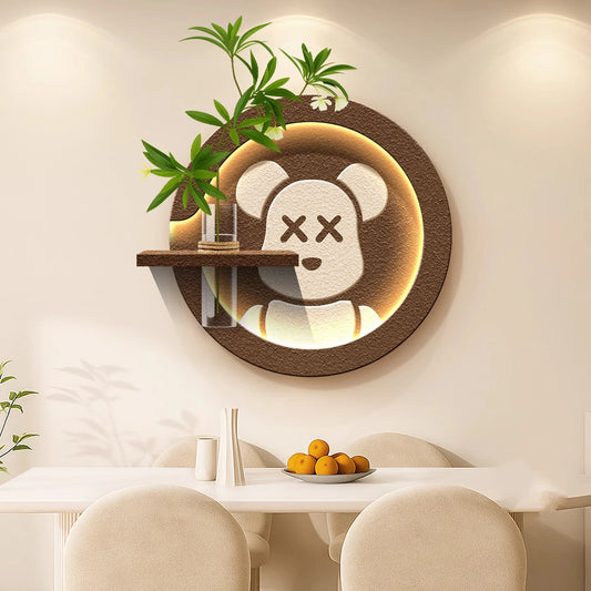 🐻 Bear Simplicity LED Wall Art – Cartoon Sandstone Decor for Living Room & Restaurant Walls